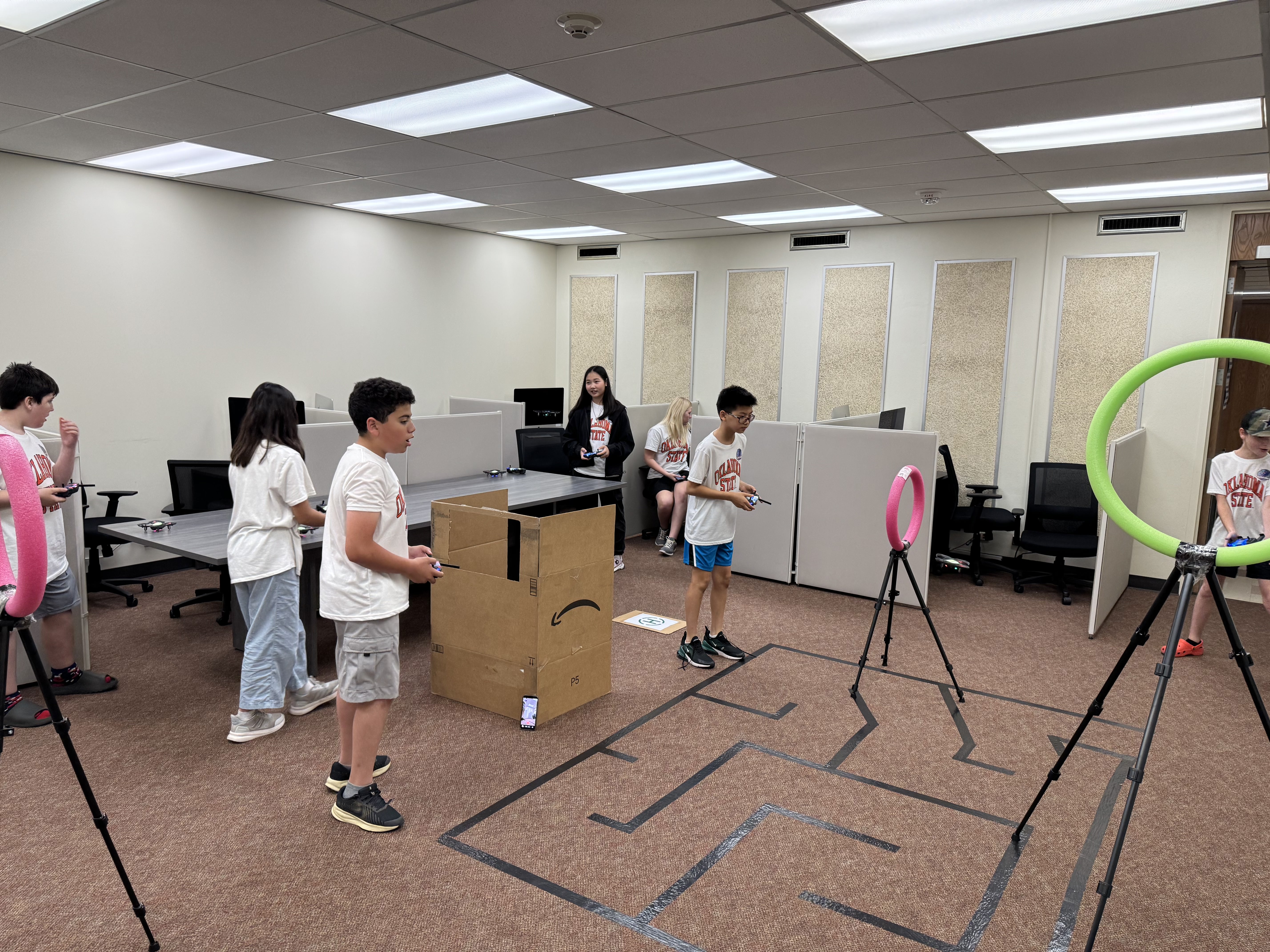 Student in a classroom actively engaged in a class activity.