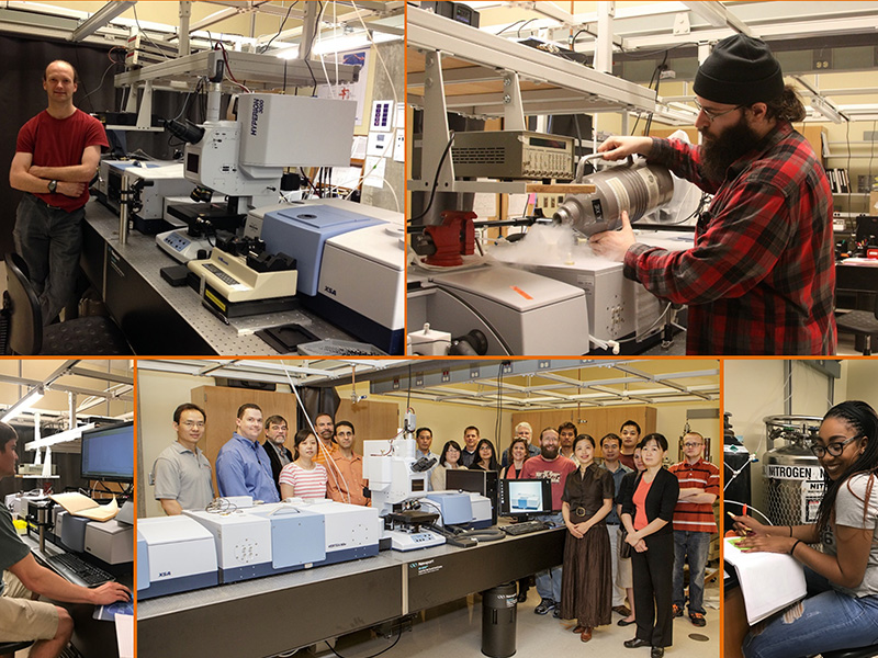 Collage of researchers working in a laboratory.