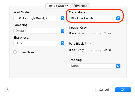 Printer settings dialog box with Printer settings dialog box with