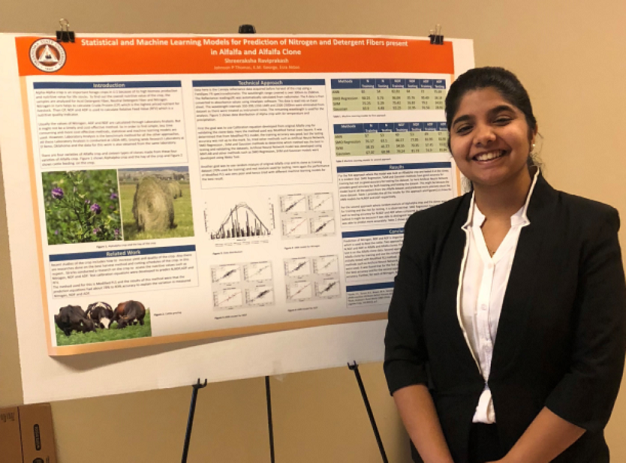 Master's student Shreerakasha Raviprakash presenting: Statistical and Machine Learning Models for Prediction of Nitrogen and Detergent Fibers 