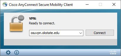 Cisco AnyConnect Secure Mobility Client interface showing