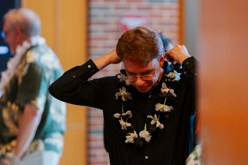 Dr. Daniel Lao Davila putting on his Lei.