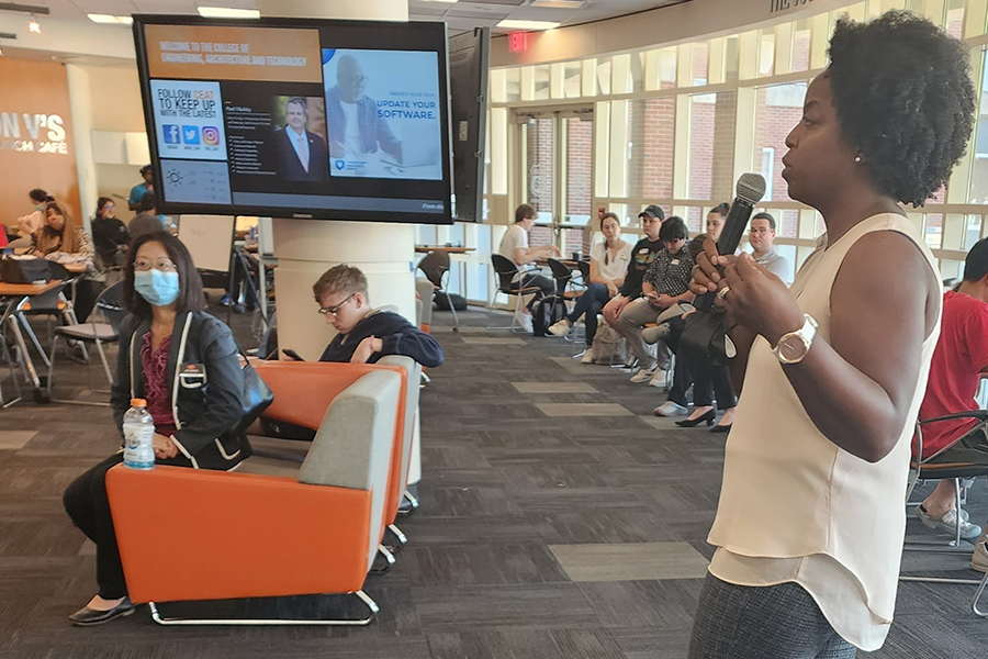 Center Director, Erica Townsend-Bell speaking in front of CEAT Diversity Day