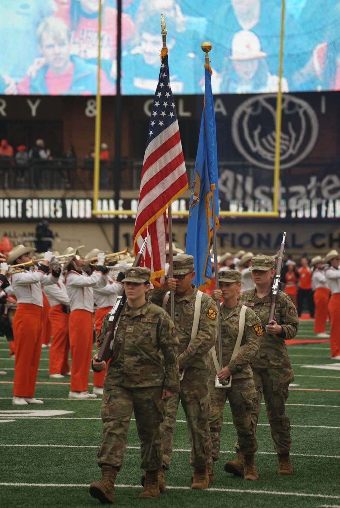 color guard at a football game color guard at a football game