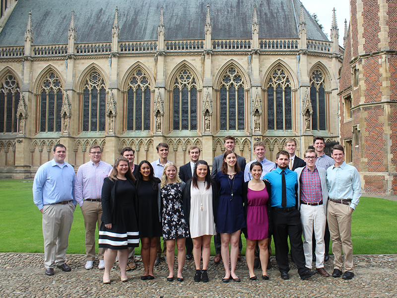 Group of students in front of Cambridge