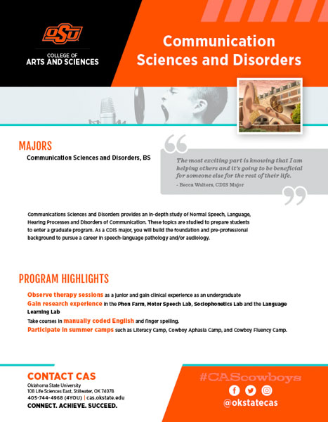 Communication Sciences and Disorders Slick Sheet document image