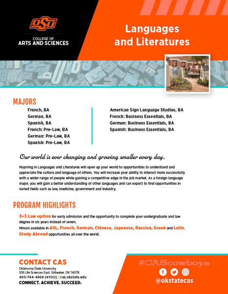 Languages and Literatures Slick Sheet document image
