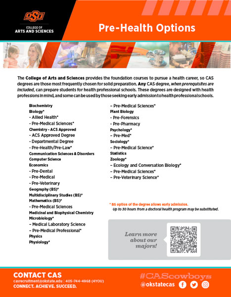 Pre-Health Slick Sheet document image