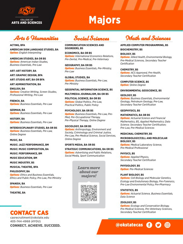 CAS Majors At A Glance Slick Sheet