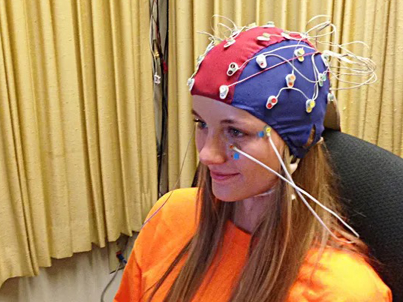 Test Subject with Electrode Cap on her head