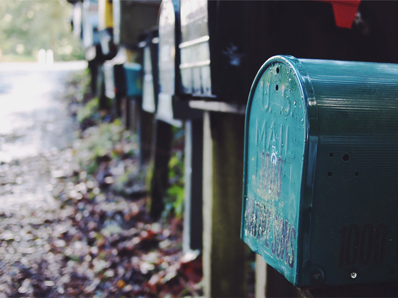 a series of mail boxes.